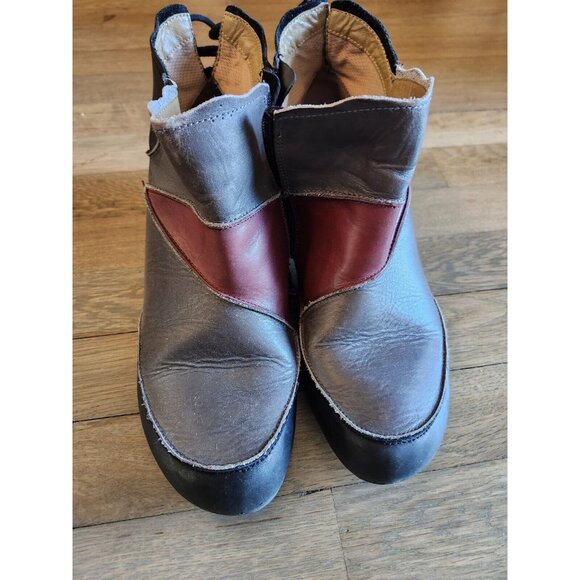 Women's Aetrex Sz 9M Leather Ankle Boots Gray Black Booties EE907W Patchwork - Picture 2 of 16